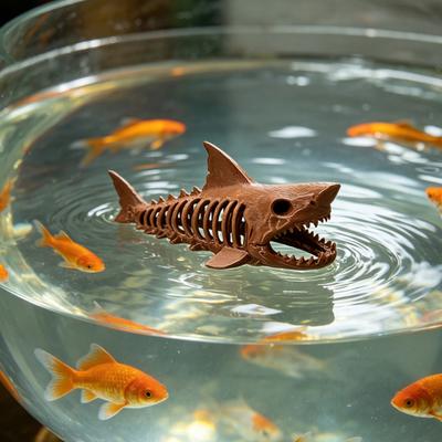 Cachette d'Aquarium Squelette de Requin Cachette Flottante pour Betta Cachette Grotte Imprimée en 3D pour Crevettes Aquarium Décoration Nano Aquarium pour Poisson Betta