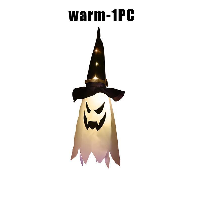 Glow in Dark Halloween Pendant LED Light Up Ghost Wizard Hat Necklace Scary Party Prop Festival Dress Up Accessory