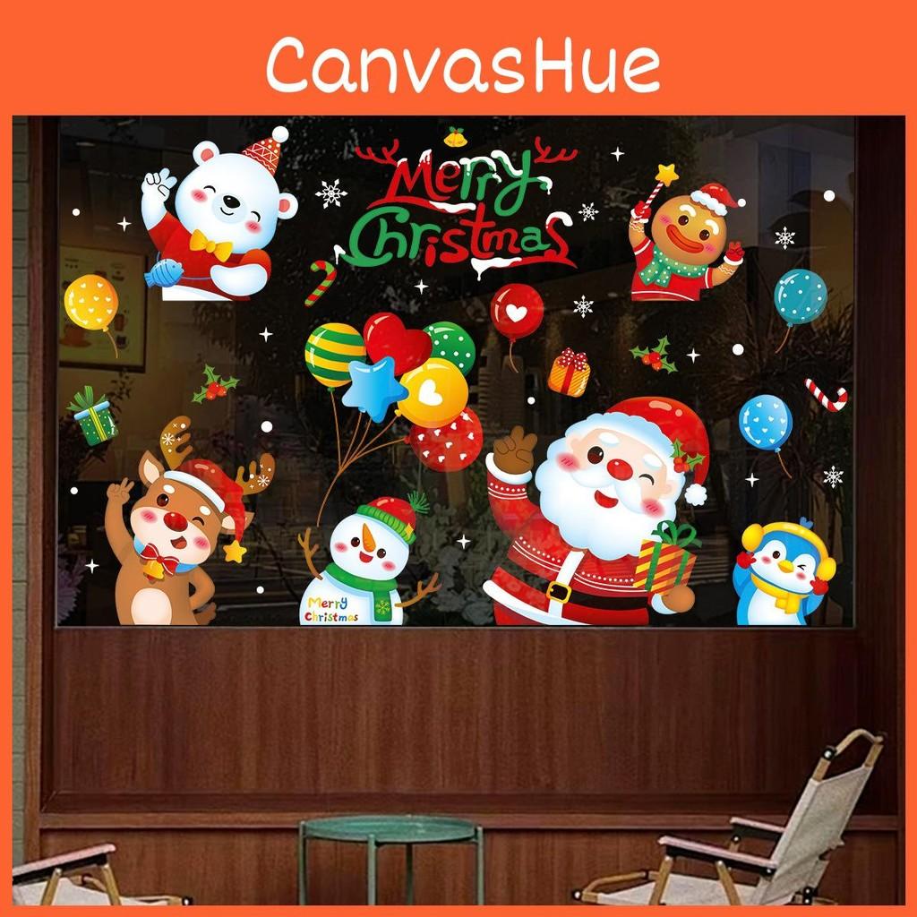 Static Christmas Electricity Stickers With Santa Claus Reindeer Design Snowman