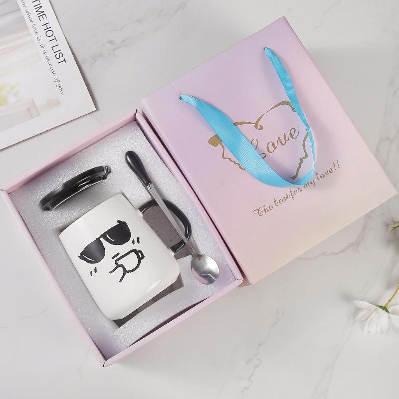 Creative Style High Value Mug With Lid Spoon Cute Ceramic Water Cup Funny Birthday Gift Souvenir