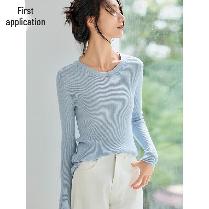 Chushen Maillard Women's Round Neck Wool Blend Sweater