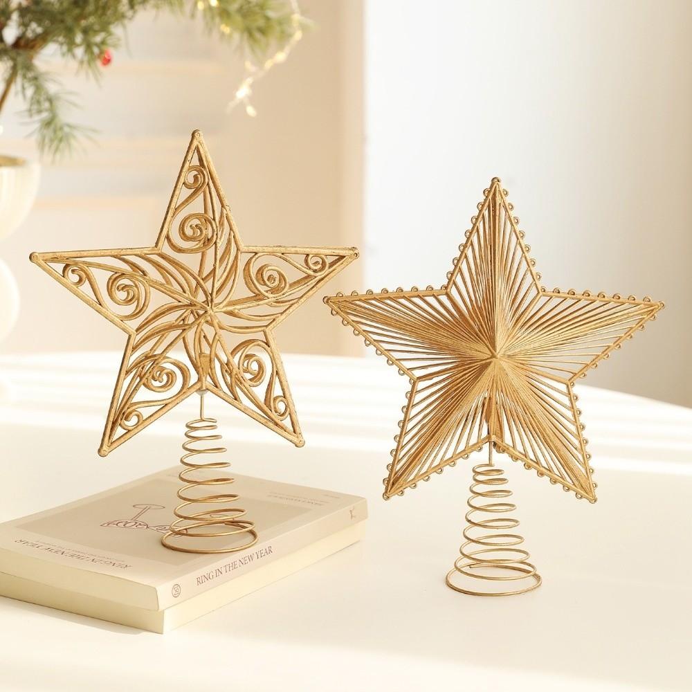 Gold Star Christmas Tree Top Star Hollow Out Plastic Iron Christmas Tree Decorations Christmas Decorations