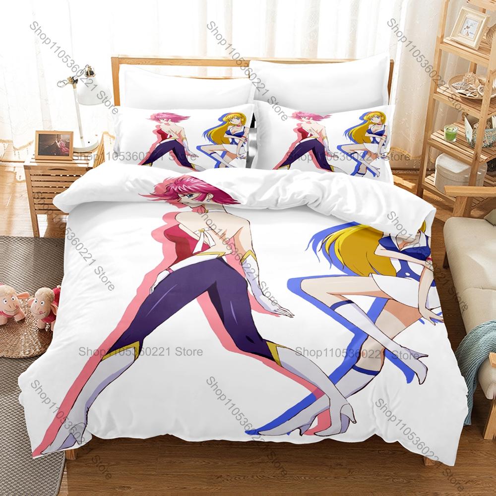 Cutie Honey Bedding Set Includes Duvet Cover 2 Pillowcases Classic Retro Magical Shoujo Anime Character Bedroom Decor For Anime
