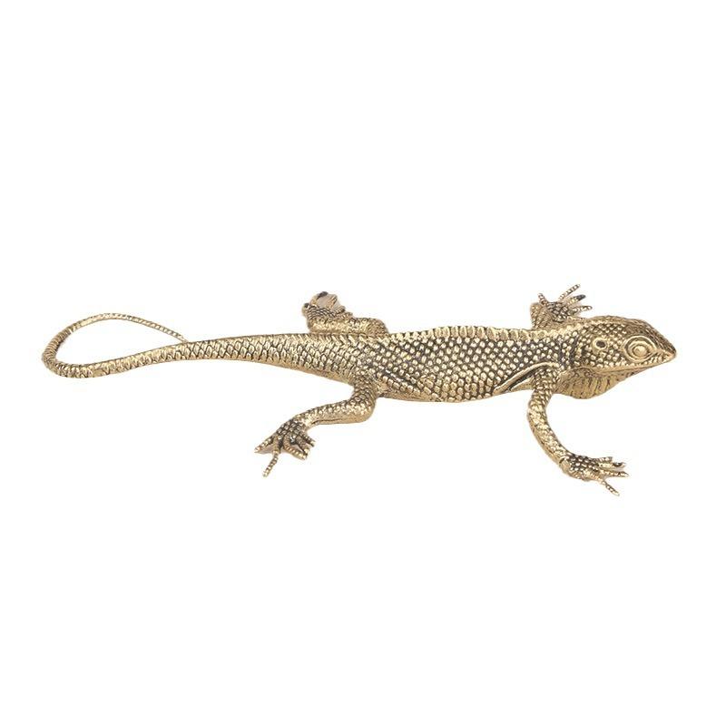 Vintage Brass Desktop Ornament Grass Lizard Animal Bronze Sculpture Craft Tea Pet Decoration Old Copperware Wholesale