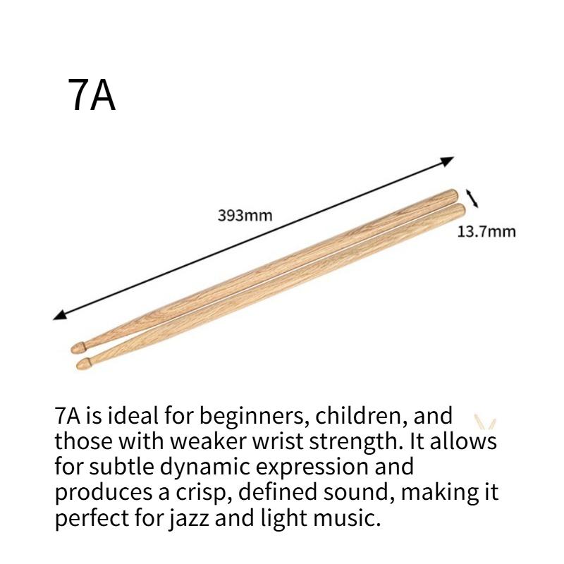 1 Pairs 5A/7A Maple wood imported from Canada Mallets Ideal for All Ages Durable Practice Drum Sticks for Jazz and Percu