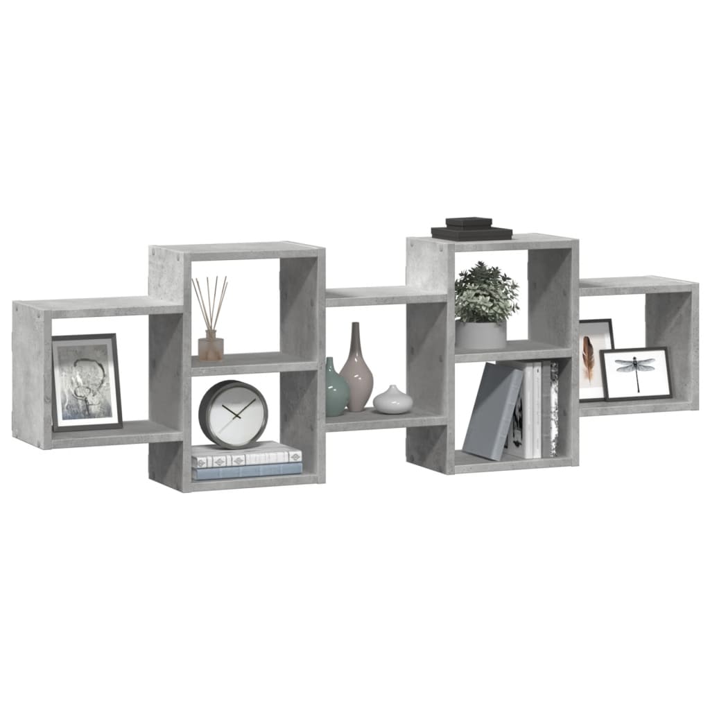 Wall Shelf Concrete Grey 129 x 18 x 42 cm Wood Based Material