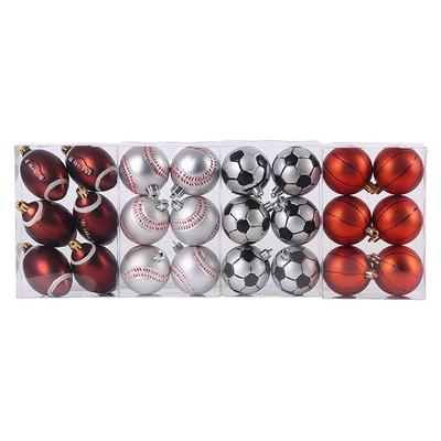 6pcs/Box Christmas Ornament Ball Plastic Xmas Tree Ornaments Sports Theme Basketball Football Party Christmas Tree Decor