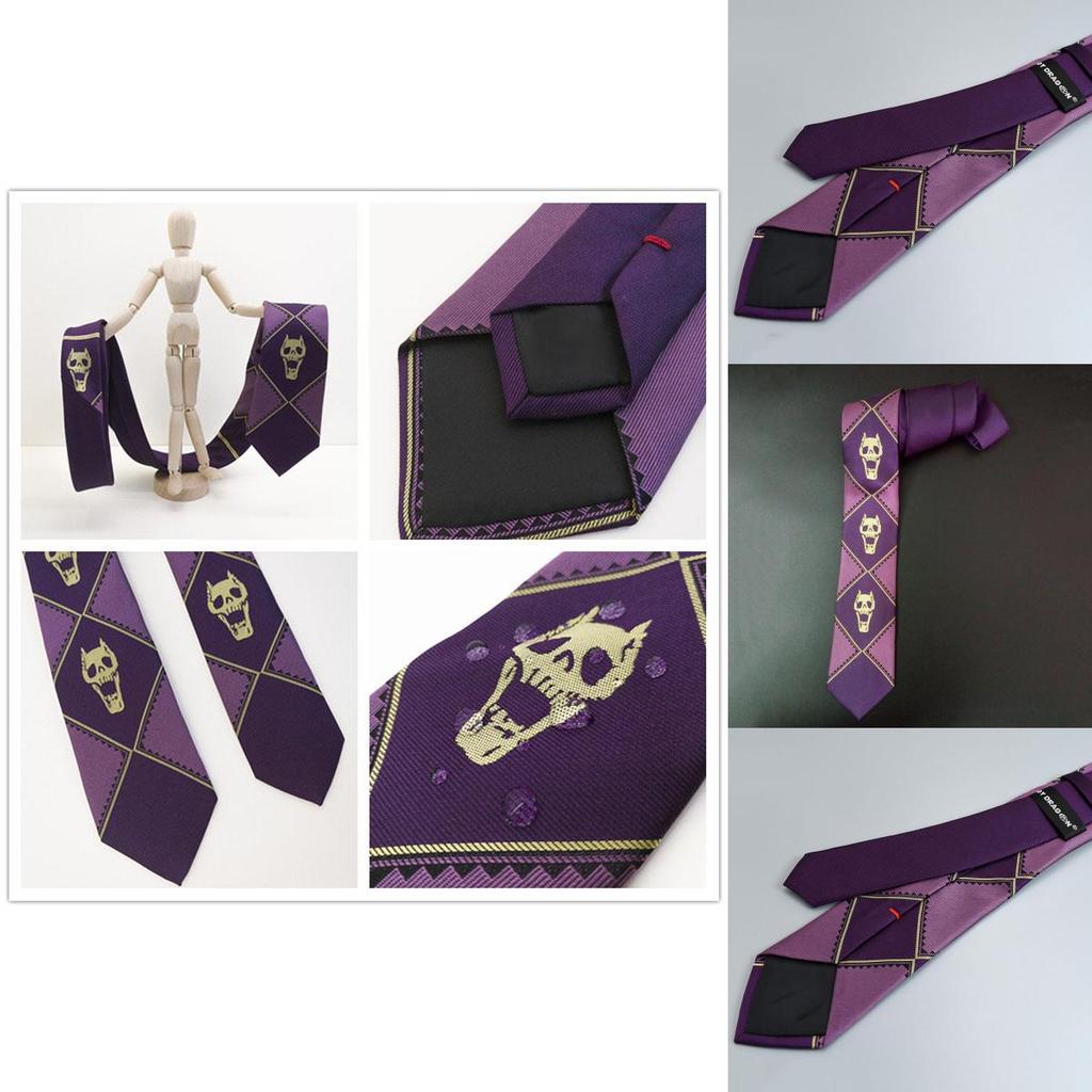Exquisite Jojo's Bizarre Adventure Killer Queen Kira Yoshikage Cosplay Skull Purple Tie