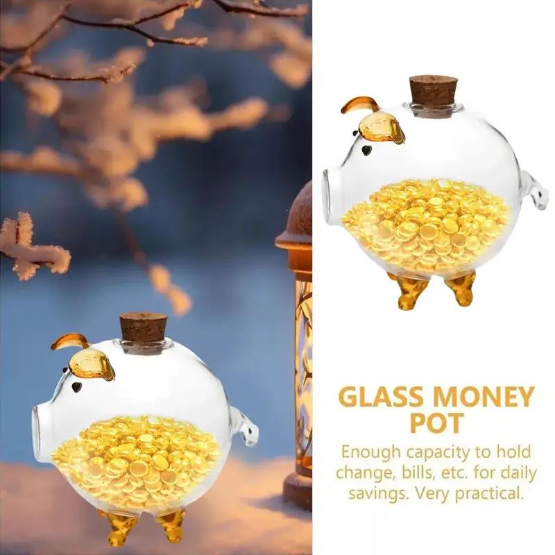 Transparent Glas Spargris, Djurformer, Myntlåda, Spargris, Förvaring för Sedlar, Glasburk, Myntlåda för Barn och Vuxna