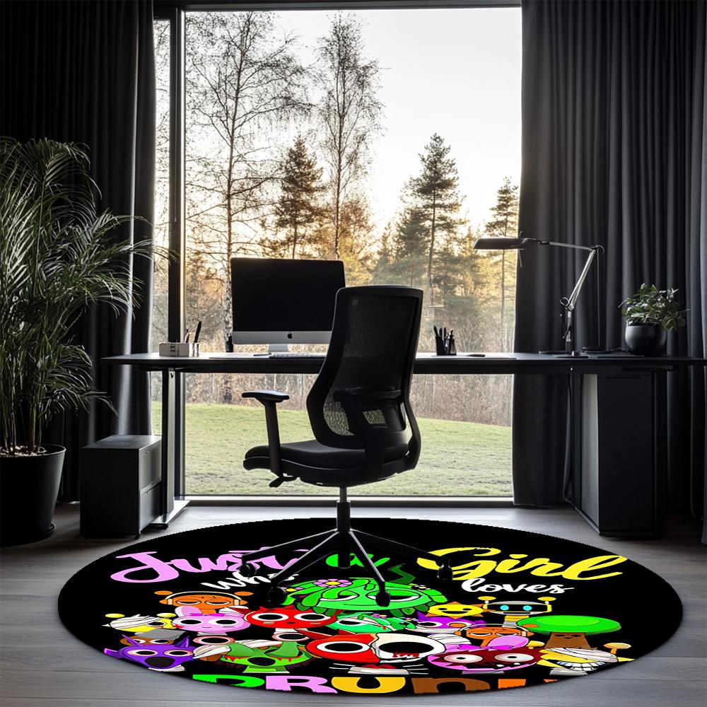 Sprunki Printed Round Rug Carpet Chair Rug Area Rug Entryway Doormats,for Office Chair Living Room Bedroom Kitchen Room.