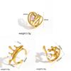 Style Geometric Stainless Steel Ring With Water Diamond Embedding For Women