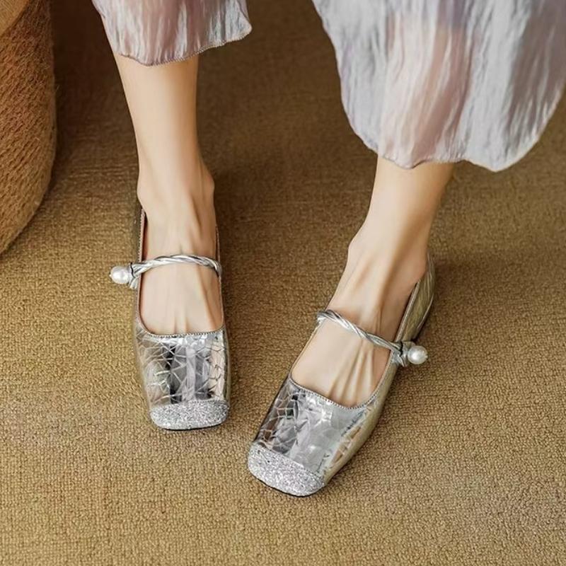 

Fashion Elegant Women Mary Jane Shoes Mid Heeled Sandals Women s Loafers 2025 Summer Party Dress Shoes New Luxury Fad Mujer Sandalias 35 серебряный