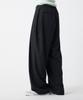 UNKNOWN PLANET Double-Pleat Wide Elastic Waist Slacks Dark Black