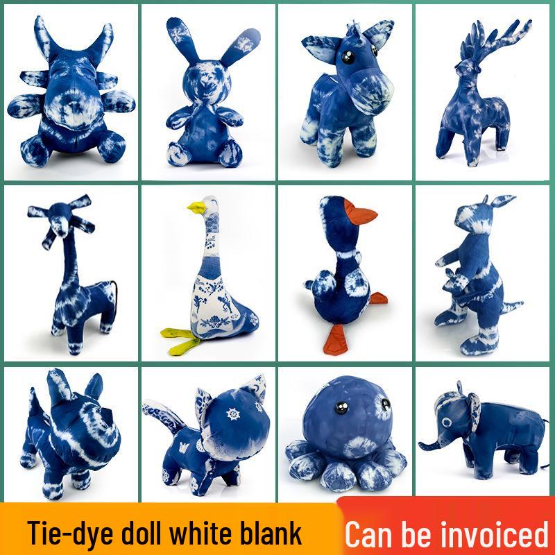 

Indigo Tie-Dye Batik Doll Kit: DIY Handmade Parent-Child Set for Kindergarten, Includes White Blank Doll & Pigment Materials