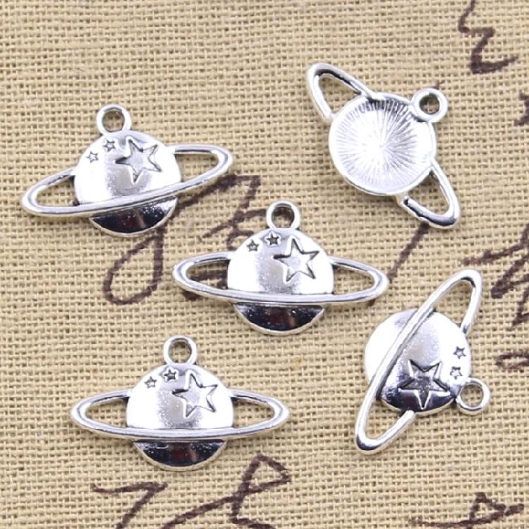 100pcs Saturns Planet Pendants In Antique Silver Saturns And Star Pendant Charm Great For Delicate Jewelry Accessory