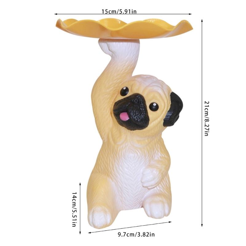 Lovely Dog Statue Key Candy Bowl Dog Statues Figurines Entryway Table Ornament for Office Home Decors New Year Gift