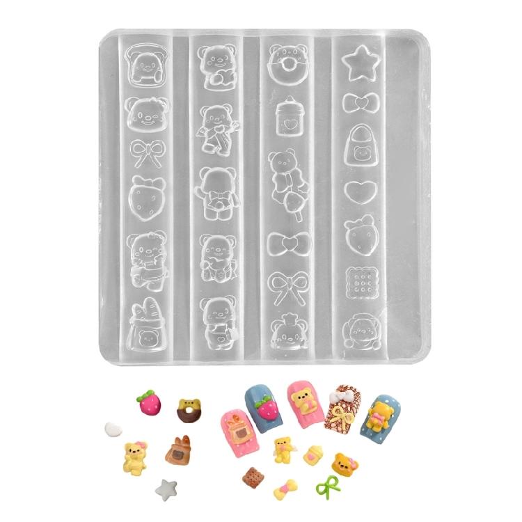 

Silicone Nails Art Moulds Accessory Molds Bear Shape Nails Decorative Mold Silicone Texture Suitable for Various Types 1