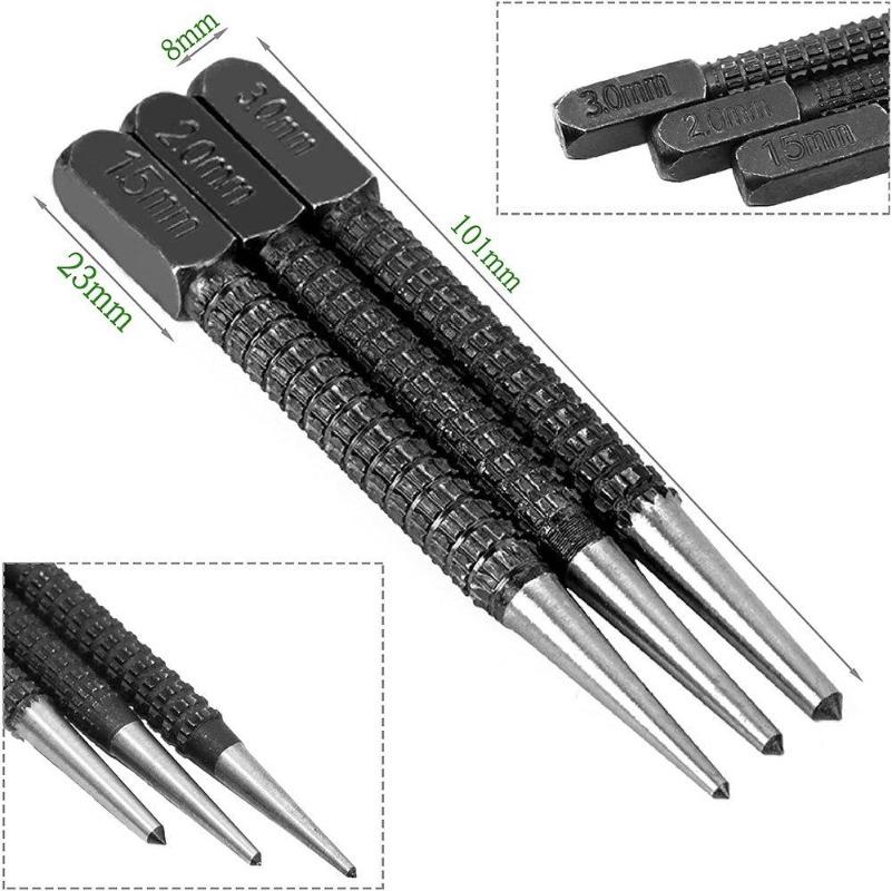 3 buc/set 1.5 mm/2 mm/3 mm perforator central din oțel aliat instrument de găurit pentru marcarea metalului și lemnului