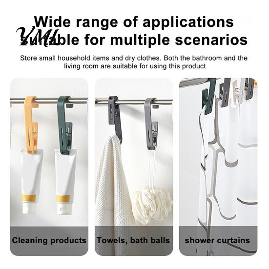 Wall Hangers for Small Objects Laundry Hook with Clip, Non-Drilling ABS Closet Organizer, Multi Purpose Punch Free Mounting Clips Durable Anti-slip