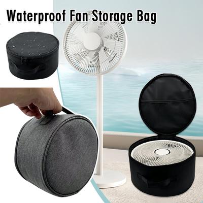 Round Telescopic Fan Storage Bag Large Capacity Outdoor Fan Hand Bag Folding Waterproof Fan Case with Double Zipper Mesh Pocket