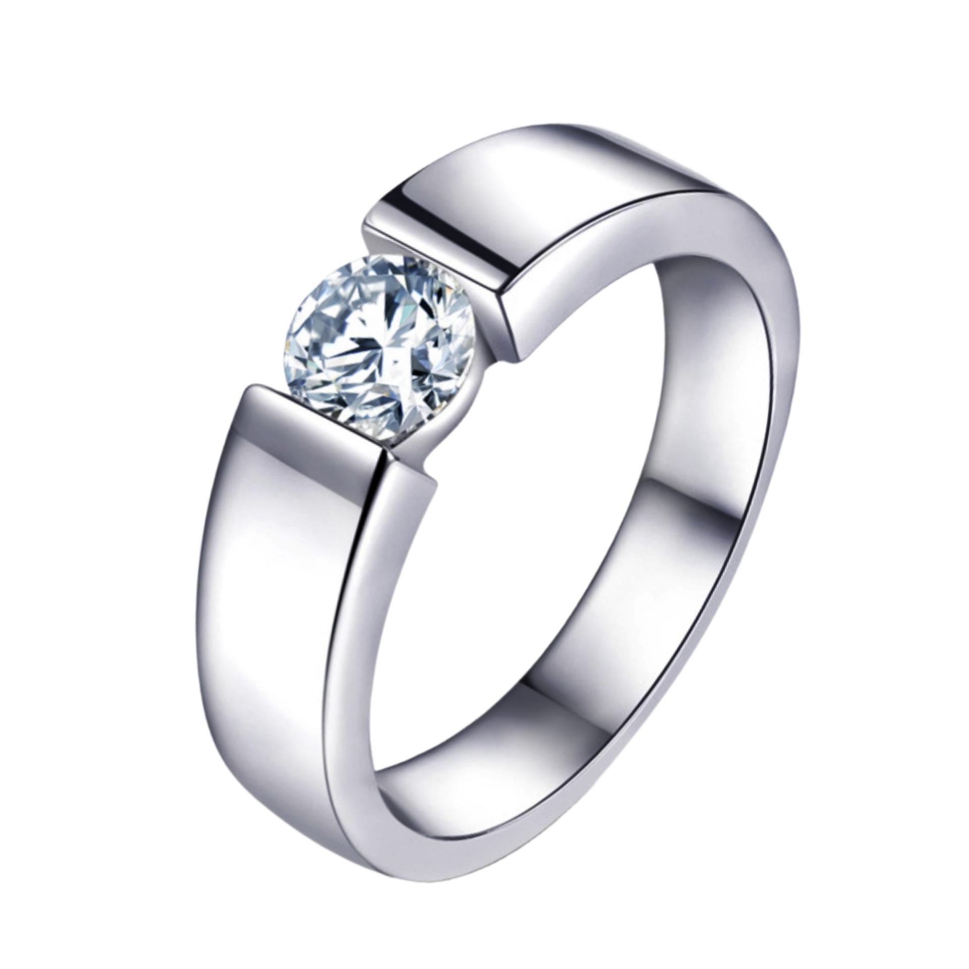 

Парное кольцо из розового золота с цирконием - классические мужские украшения в европейском и американском стиле US size 8 белого золота