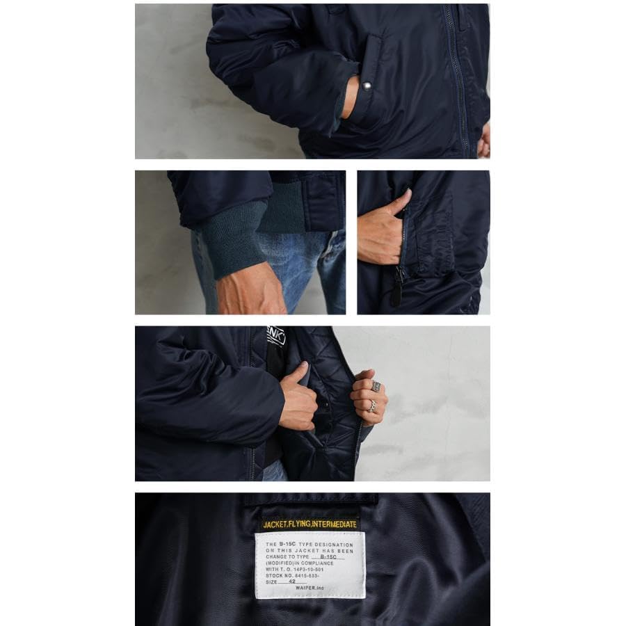 WAIPER US Military MOD Flight Jacket TEST SAMPLE Model NAVY B-15C [WP08] (40 (L) NAVY)