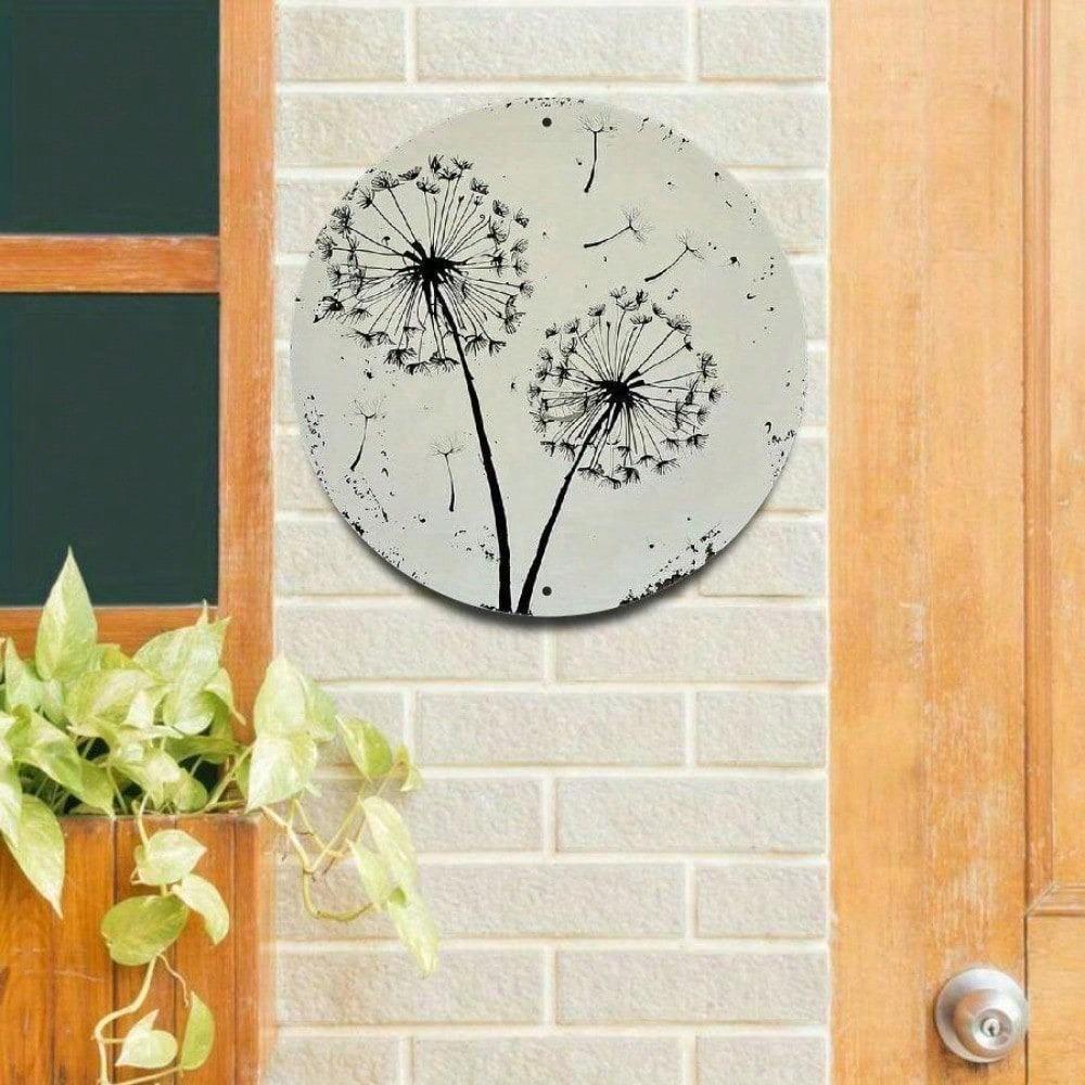 Vintage Pusteblume Aluminium Wandkunst Kreis Metall Gartenschild Bauernhaus Heimdekoration