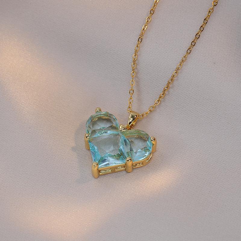 Heart Shape Pendant Necklace for Women Fashion Stainless Steel Chain Zirconia Necklaces Wedding Party Jewelry Accessories