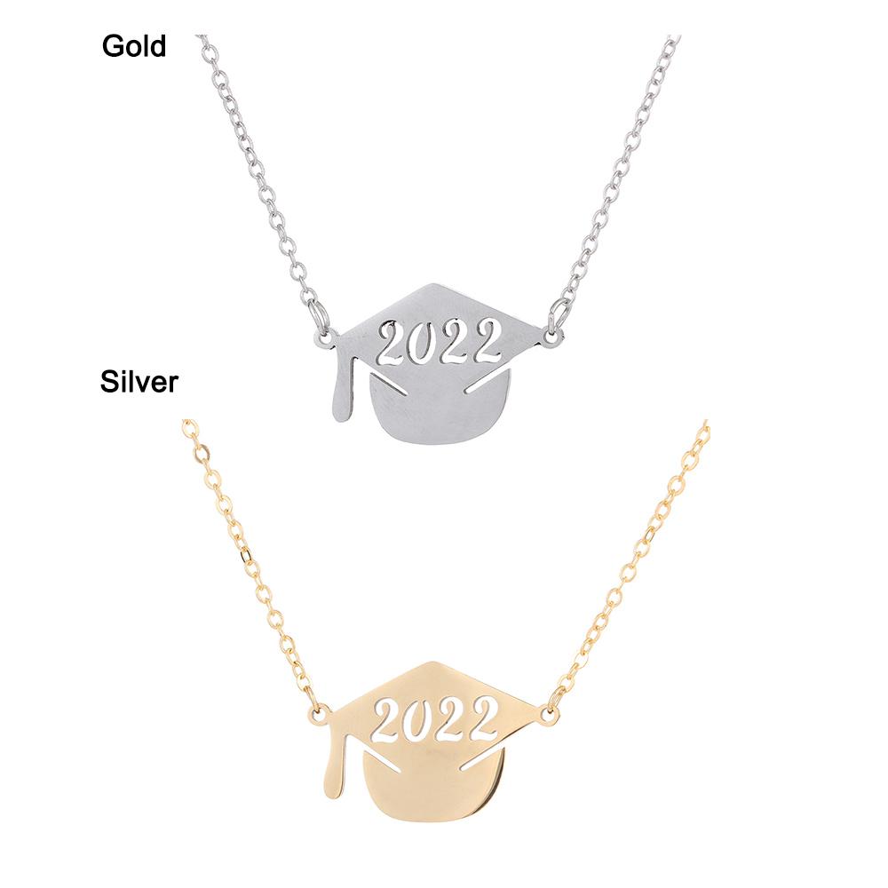 

Gifts with Card Inspirational 2022 Graduation Choker Pendant Thin Chain Bachelor Cap Necklace