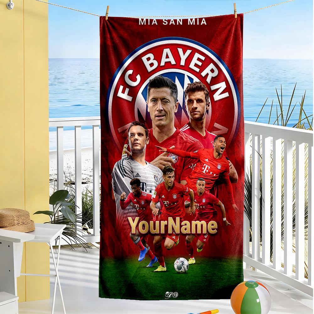 Bayern Munich Customize Text Beach Towel Super Soft Microfiber Quickdry Fabric