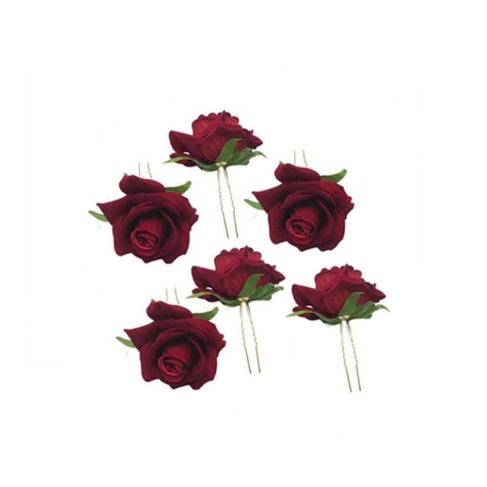 

Chinese Style Golden Phoenix Hairpin Cloth Bride Flower Side Clips Simple Rose Hair Forks Daily 6 Rose Hair Forks