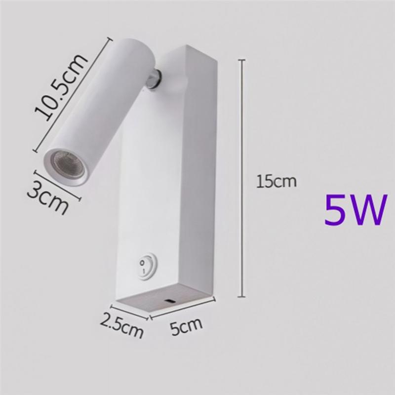 A25F-LED Reading Light Eye Protection Wall Lamp 360° Rotatable Folding 5W Spotlight Anti-Glare For Hotel Study Bedroom Hall