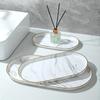 Gold Border Jewelry Storage Tray Marble Texture Jewelry Display Plate Oval Dish  Dining Table
