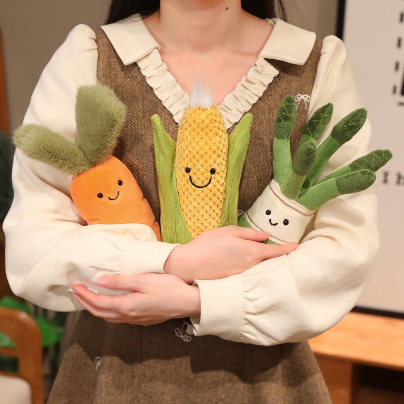 Interactive Small Dog Chew Toy - Corn, Carrot, Asparagus Plush for Teething & Learning