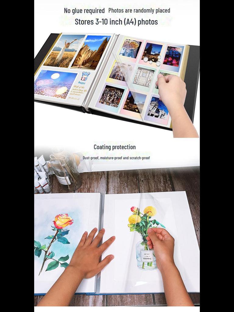 Přizpůsobitelné kožené pamětní fotoalbum s laminátovým krytem a lepicími stránkami A4