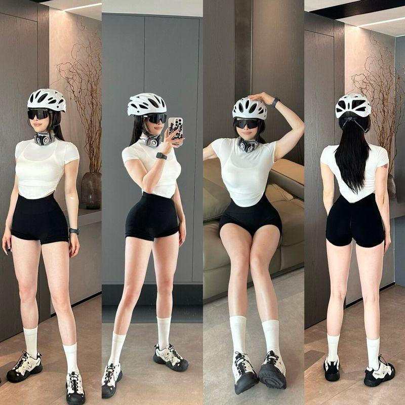 Yoga Shorts High Waist Hip Lift Running Training Peach