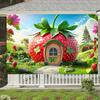 1pc 2D Enchanted Forest Background Lovely Strawberry Cottage background decor suitable for birthday baptism shower wedding party