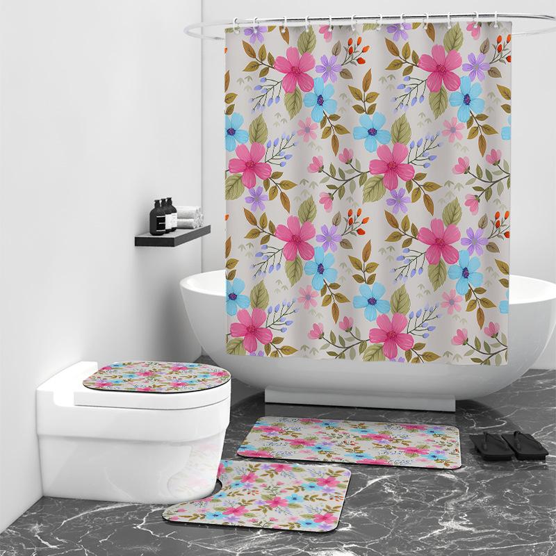 Small Floral Creative Digital Printing Shower Curtain Personalized Waterproof Polyester Bathroom Curtain Bath Tent