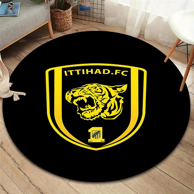 Al-Ittihad Club Round Area Rug,Carpet Rug for Living Room Bedroom Sofa Playroom Decor,Non-slip Floor Mat