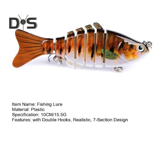 10CM/15.5G Multi-Jointed Fishing Lure with Hooks Realistic 7-Section Swimbait Plastic Artificial Bait Freshwater Saltwater Fishing Accessories