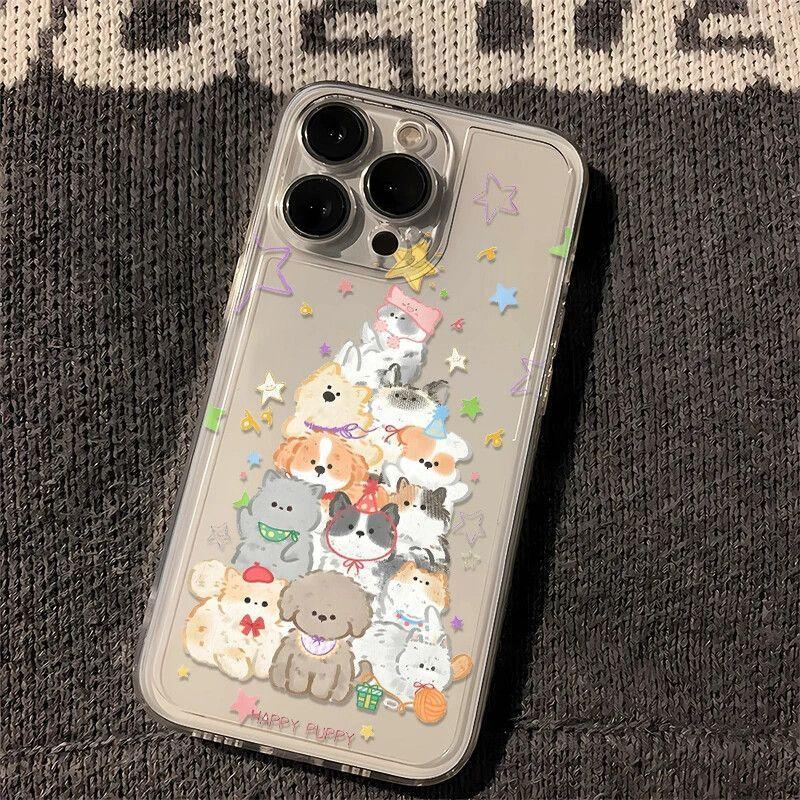 Cute puppy stacked music iPhone 17Promax mobile phone case transparent for Apple 16Pro space case 15