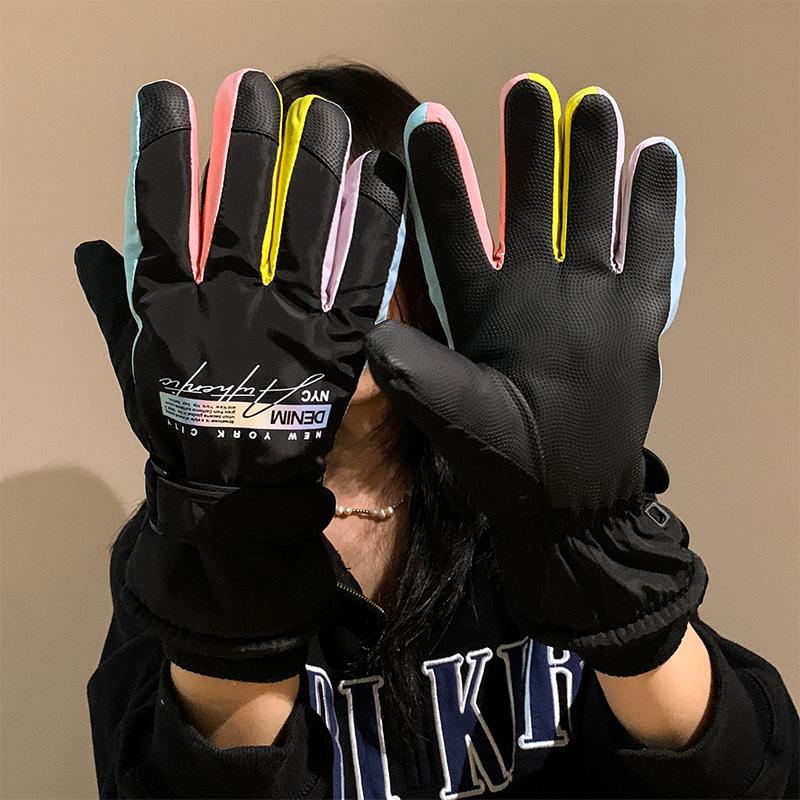 

Touch Screen Waterproof Ski Gloves for Women in Autumn and Winter Thickened and Velvet Warm Anti Slip Insulation Motorcycle Riding one size