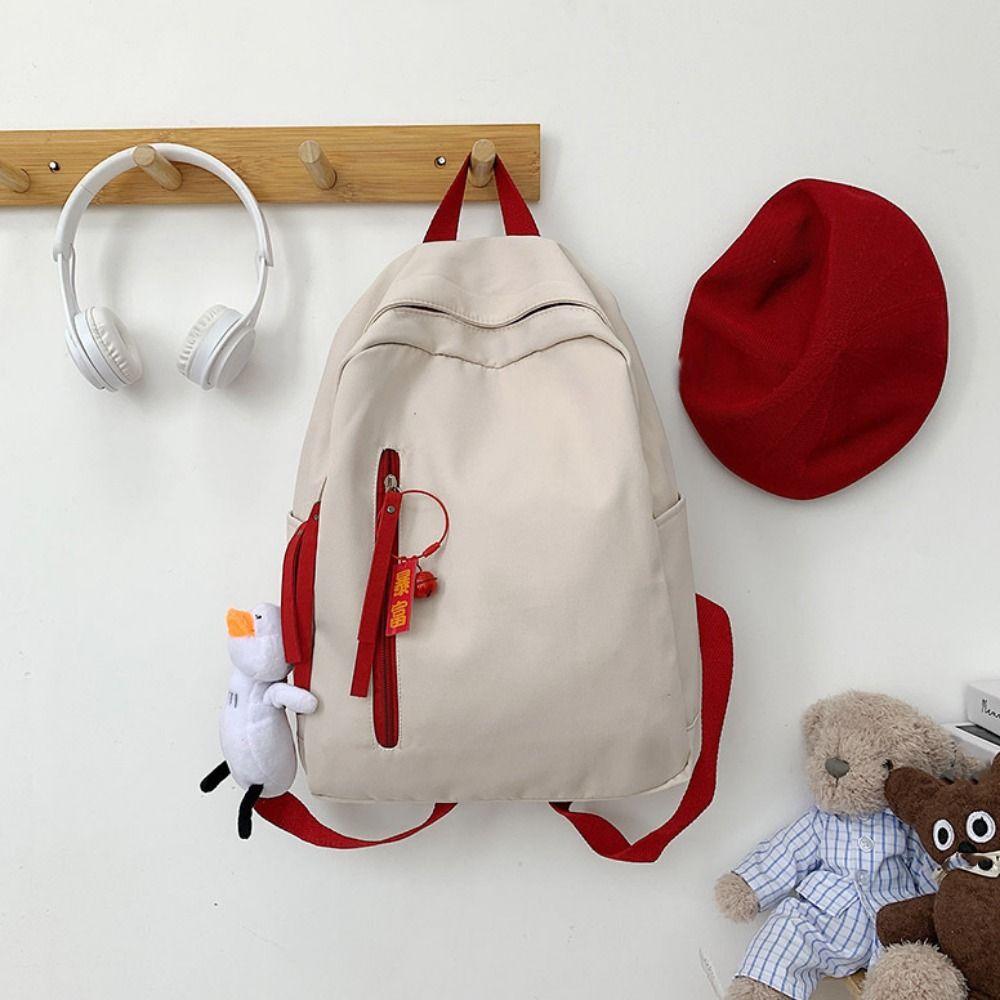 

Large Capacity Shoulder Bag Casual School Bags Multi-Function Travel Bag For School бежевый/красный