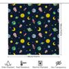 Space-Themed Shower Curtain Set With Astronaut Pattern For Home Decor In Navy Blue 180X240Cm Waterproof Fabric