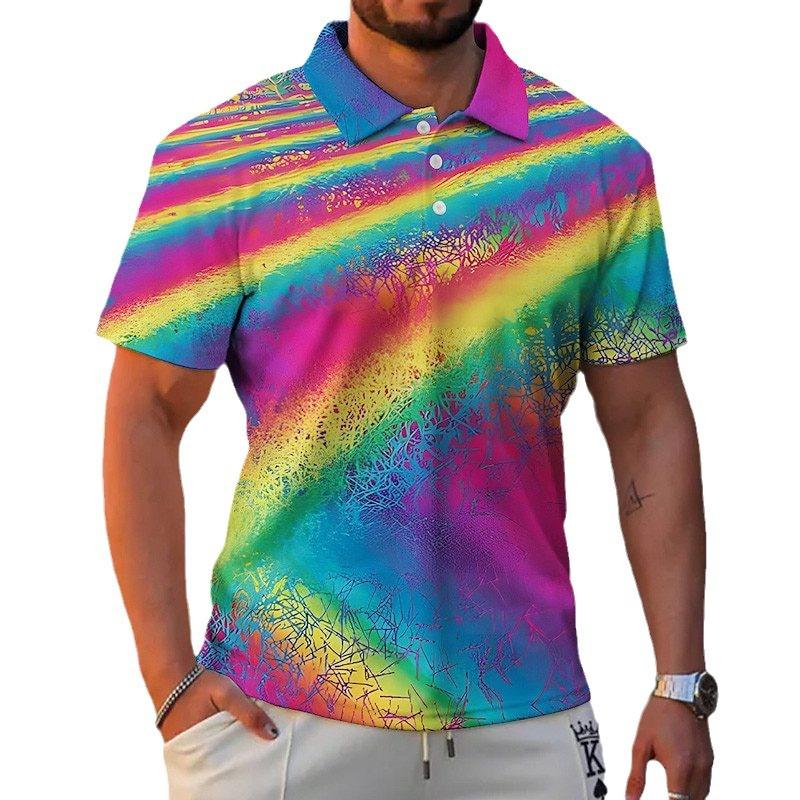 Men Polo Shirt Short Sleeve 3d Print Tops Fashion Polyester Breathable Comfortable Polos Shirts