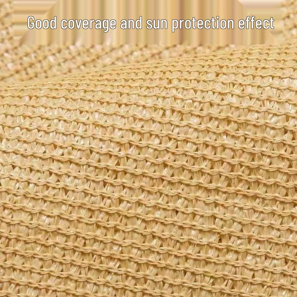 Beige Sunshade Net – Dense, Thickened Light Blocking Net with Edge Binding and Holes for Courtyard Sun Protection