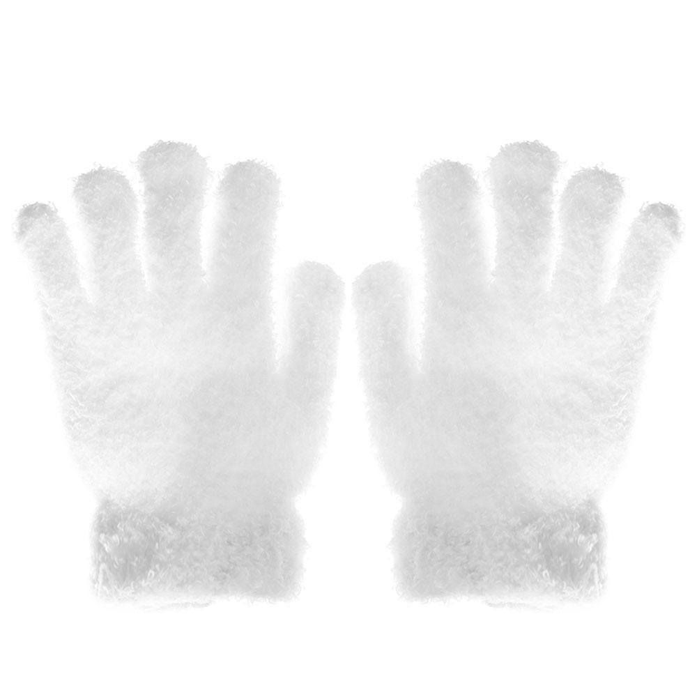 Winter Thickened Plush Gloves Womens Leather Glove All Finger Warmth Cold Proof Single Color Elegant Mittens Stylish Accessories