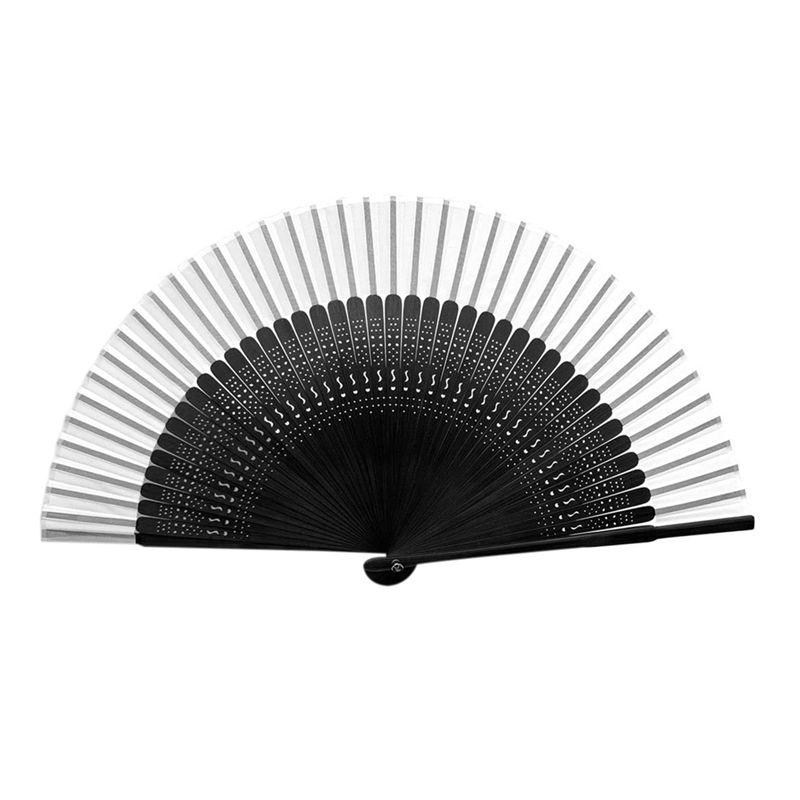 

AEE2-Hand Fan For Women Foldable - Folding Vintage Bamboo Silk Fan - Perfect For EDM, Festivals, Dancing Durable Black-White