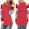 Women Fashion  Loose Patchwork Long Sleeve T-shirt Top Blouse Pullover