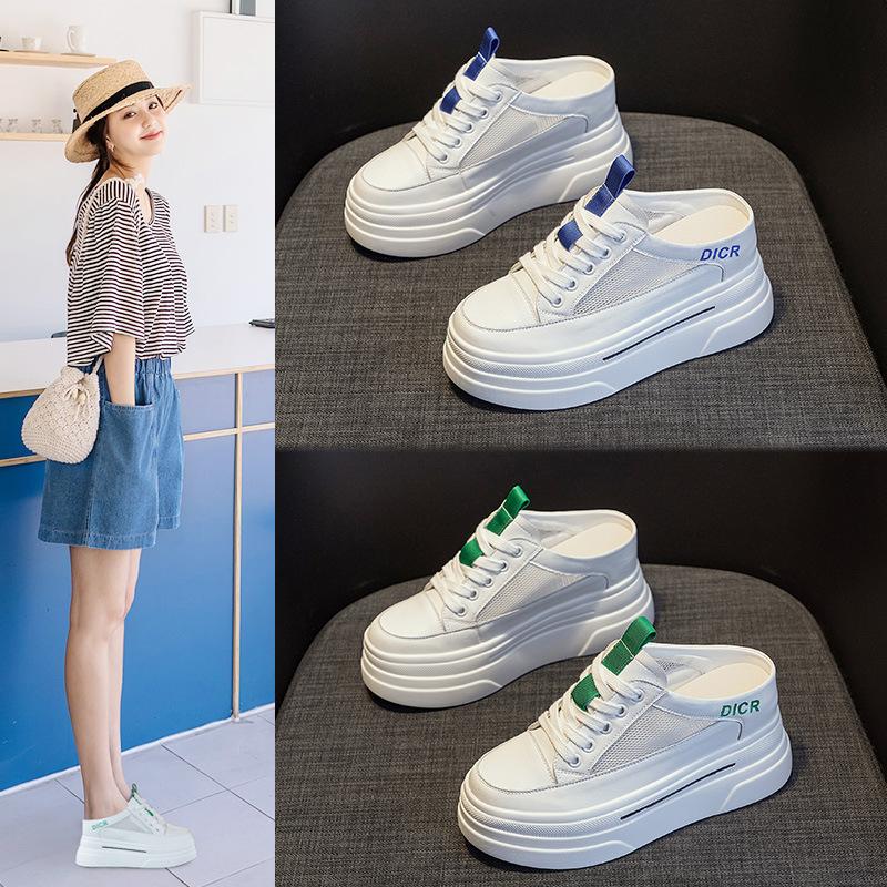 Slippers Women's Half Tray Fashion Outer Wear 2025 Spring and Summer New Casual Thick-soled Bag Head Lazy Sandals Inner Height-increasing Women's Sho